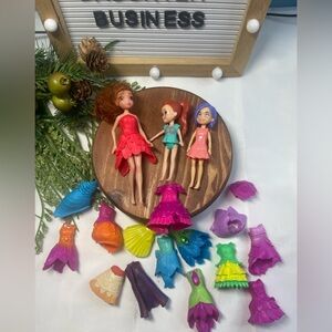 Disney Fairies & Polly Pocket Mini Doll Lot Clothes Dresses Accessories